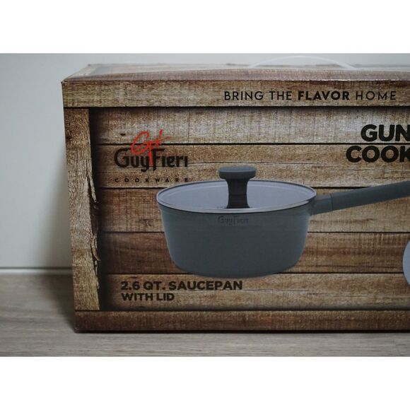 NEW! Guy Fieri SaucePan Gun Metal 2.6 Qt Liter with Lid - Picture 2 of 7
